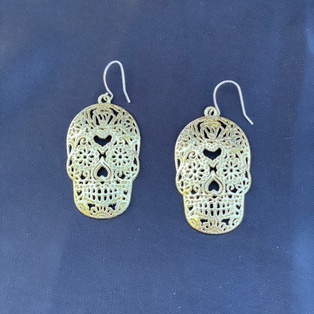 Custom Candyskull Gold Earings
